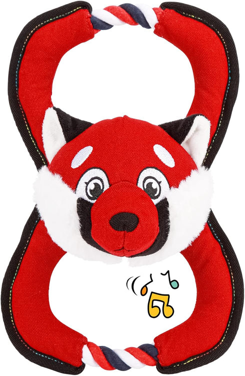 GAOMON Squeaky Dog Toys, Durable Plush Chew Toys in Fox Shape, Interactive Tug of War Toy for Small and Medium Dogs...