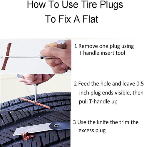 90 Pack Tire Repair Strings Brown (100 x ?6 mm), Automotive Tool Tire Repair Plugs for Tubeless Off-Road Tires Car, Bike, ATV, UTV, Wheelbarrow, M...