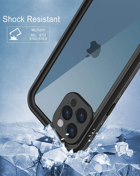 for iPhone 12 Pro Max Waterproof Case 6.7'' - Shockproof, Dustproof, with Screen Protector - Black...