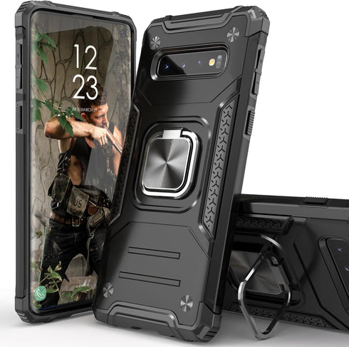 for Galaxy S10 Plus Case,Hybrid Drop Test Cover with Car Mount Kickstand Slim Fit Shockproof Protective Phone Case for Galaxy S10 Plus,Black...