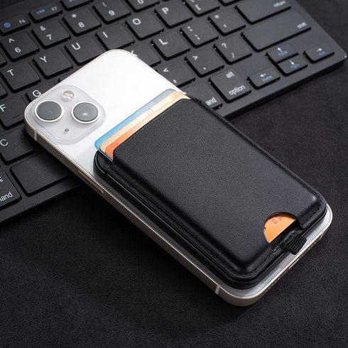 Magnetic Leather Phone Wallet Holder for iPhone,Compatible with iPhone MagSafe Wallet Stand for iPhone 14/13/12 Series with Magsafe or Phones with...
