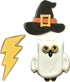 Witchcraft and Wizardry Cookie Cutters 3-Pc. Set Made in the USA by Ann Clark, Witch's Hat, Cute Owl, Lightning Bolt...