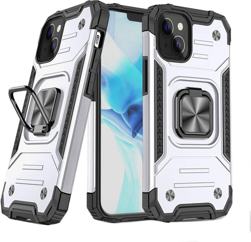 Shockproof Phone Case with Ring for iPhone 13 Military-Grade Drop Protection-Embedded Ring-360° Metal Kickstand Anti-Scratches Cover Support Magne...