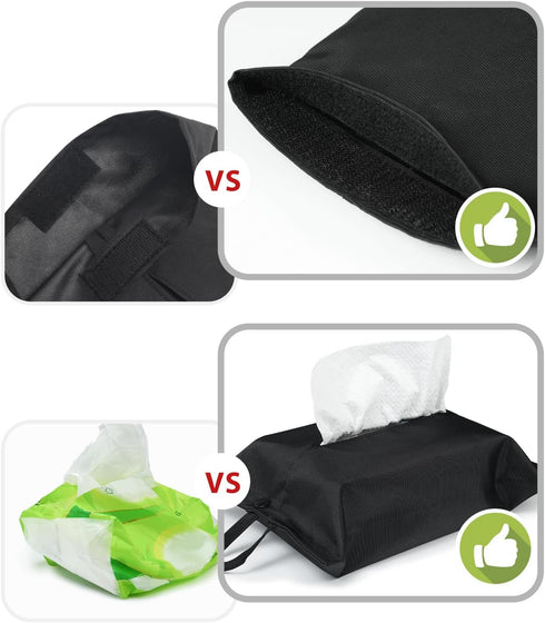 kakaforsa Black Toilet Paper Holder Travel Napkin Holder Reusable Tissue Holder Cloth Tissue Box Cloth Cover Hang Paper Towel Holder Tissue Box Co...