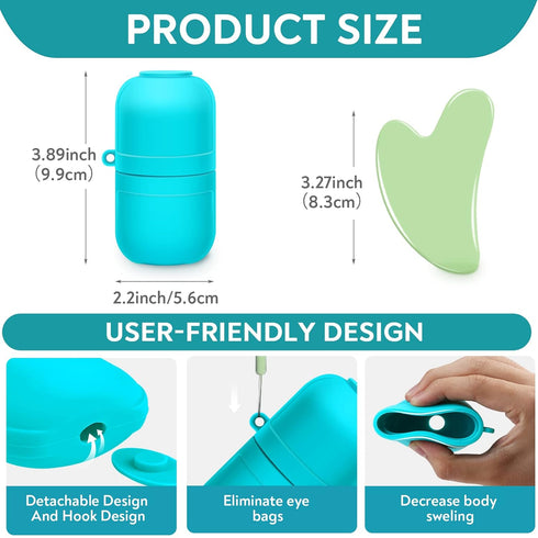 AURUZA Ice Face Roller and Gua Sha Set, Ice Roller for Face & Eye Puffiness Relief Beauty Facial Rollers Mold Icing Self Skin Care Massage Cube Sk...