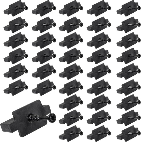 50Pcs Hidden Fasteners Clips for Deck Fastening, Black Nylon Plastic T Clips with Metal Screws for Composite Decking Boards Universal Deck Fastene...