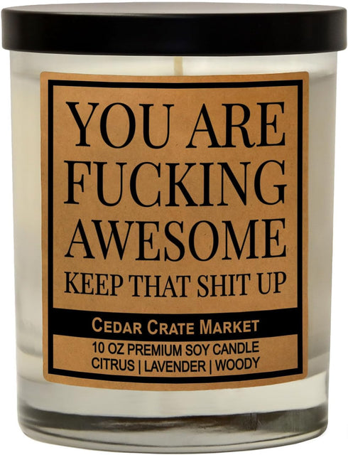 Best Friend, Gift for Women, Men - You are Awesome, Thank You Candle Gift for Her, Him, Inspirational Present for Coworker, Sister, Bestie, Funny ...