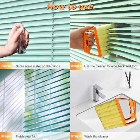 AOCEAN 4 Pcs Blind Cleaner Duster Tool 7-Finger Dusting Cleaner Tool for Window & Air Conditioner Handheld Mini Duster Brush for Wood Blinds Dust ...