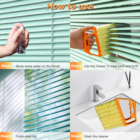 AOCEAN 2 Pcs Blind Cleaner Duster Tool 7-Finger Dusting Cleaner Tool for Window & Air Conditioner Handheld Mini Duster Brush for Wood Blinds Dust ...