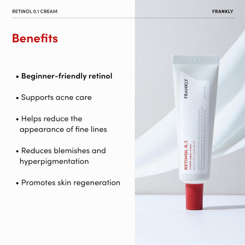 FRANKLY Retinol 0.1 Cream - Beginner Retinol | Anti-Aging, Skin Lifting & Restoration | Acne-Prone Skin | Enriched with Ceramides & Natural Ginsen...