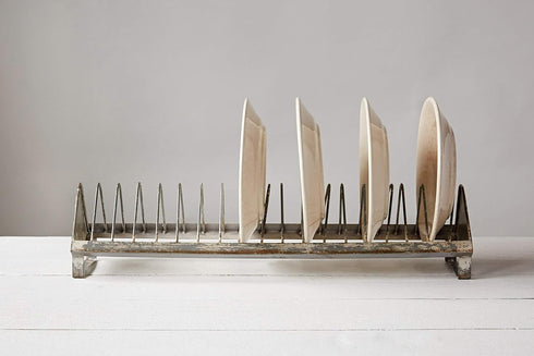 Creative Co-Op Rustic Farmhouse Metal Dish Rack with 18 Slots, Zinc Finish...