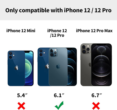 Vegan Leather Phone Case for iPhone 12 & 12 Pro Luxury Elegant Vintage Slim Phone Cover 5G (2020) 6.1” (Blue)...