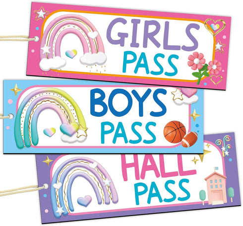 Hall Passes for Classrooms Elementary 6PCS Rainbow Magnetic Hall Passes Office Nurse Boys Girls Library Supplies Teacher Student Classroom Supplie...