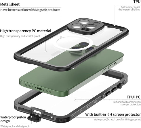 Waterproof Underwater Snorkeling Phone Case for iPhone 14/13/12/11 Pro Max Mini Xr/X/Xs/Samsung Galaxy Note10/9/8/S10/9/8 Ultra Plus Professional ...
