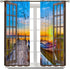 Lakeside Landscape Curtains, Rustic Style Bridge Boat Lake Nature 3D Landscape Scenery Prints Window Treatments Drapes for Bedroom Living Room 2-P...