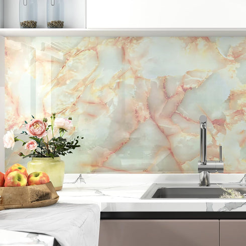 Beige Pink Marble Contact Paper Self Adhesive Marble Wallpaper Stick and Peel Waterproof Cream Granite Contact Paper for Countertops Kitchen Cabin...