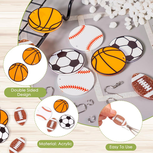 Beadthoven DIY 4 Pairs Sports Ball Earrings Making Starter Kit Football Rugby Baseball Basketball Charms Pendants with Earring Hooks Jump Rings Cu...