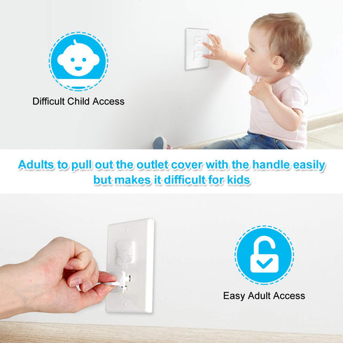 Mom's Choice Gold Awards Winner - Outlet Covers with Hidden Pull Handle Baby Proofing Plug Covers (45 Pack) 3-Prong Child Safety Socket Covers Ele...