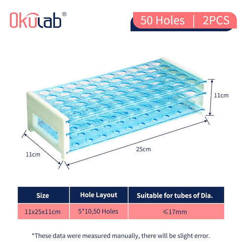 Detachable Plastic Tube Rack Set, 2pcs, Suitable for Tubes of Dia.?17mm, 50 Holes Test Tube Holder, for Classroom, Lab,TTRP50A2...