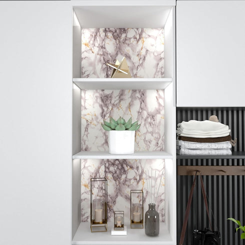 VIOPVERY White Marble Wallpaper Peel and Stick 15.7"x197" White Wall Paper Pull and Stick Contact Paper for Countertops Waterproof Self-Adhesive M...