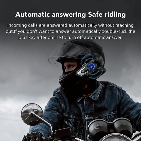 Motorcycle Helmet Bluetooth Headset,Sking Earphone,CVC Noise Cancellation Stereo Music Automatic answering,90 Hours Playing time High Sound Blueto...