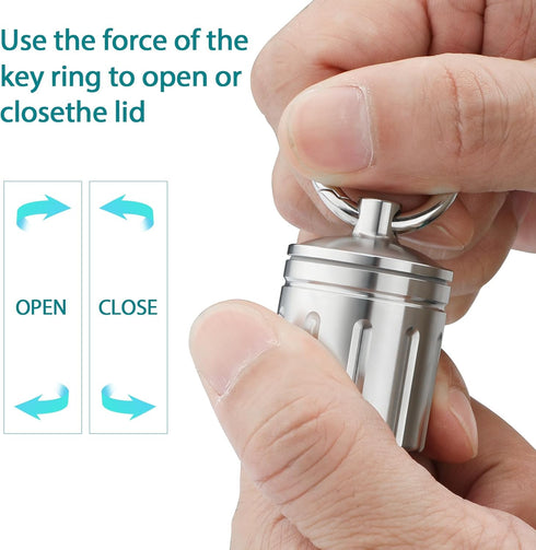 Waterproof Pill Organizer, Stainless Steel Pill Case, Keychain Pill Holder, Portable Pill Container Single Chamber Pill Box Outdoor Camping, Size:...