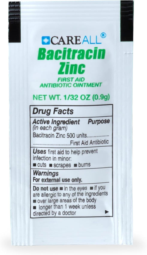 CareAll Bacitracin Antibiotic Zinc Ointment (144 Pack), 0.9gr Foil Packet. First Aid Ointment That Prevents Infections for Minor Cuts, Scrapes and...