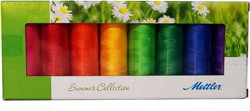 Mettler Thread Silk Finish 100% Mercerized Cotton Sewing Set; 8 Spools Summer Color Collection...