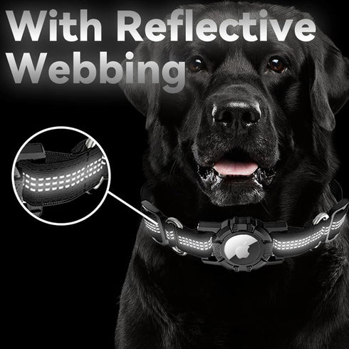 Airtag Dog Collar Adjustable Reflective Apple Air Tag Dog Collar Soft Nylon Dog Collars with Air Tag Holder Case Integrated Air Tag Accessories Pe...