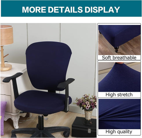 Office Computer Chair Cover Stretch Universal Jacquard Seat Slipcover 2 Piece for Desk Rotating Armless Chair, Removable Washable Anti-dust Chair ...