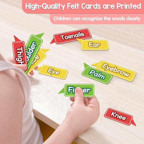 35 Pcs Body Parts for Kids Felt Board Set Preschool Learning Interactive Educational Human Teaching Storytelling Early Learning Play Kit Interacti...