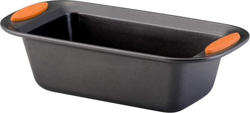 Rachael Ray Yum-o! Bakeware Oven Lovin' Nonstick Loaf Pan, 9-Inch by 5-Inch Steel Pan, Gray with Orange Handles...