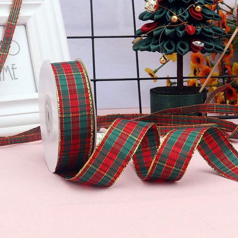 Christmas Checkered Plaid Ribbon 25 Yard Each Roll 100% Polyester Woven Edge Gingham Ribbon for Christmas Crafts, Gift Wrapping (Special design 1 ...