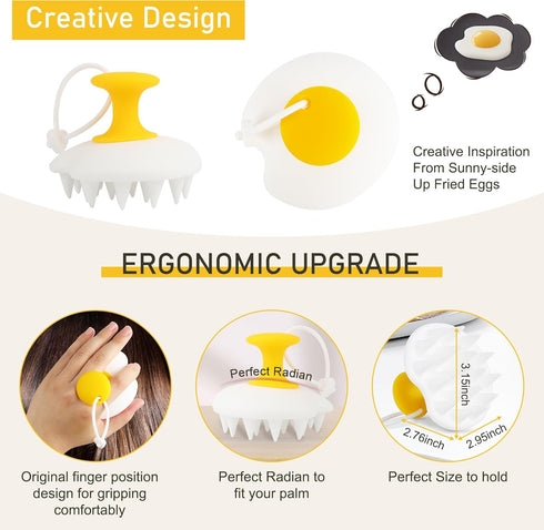 Scalp Massager Hair Growth, Hair Shower Brush for Dandruff Removal,Oil Brush for Hair,Wet and Dry Hair Detangler (White & Yellow)...