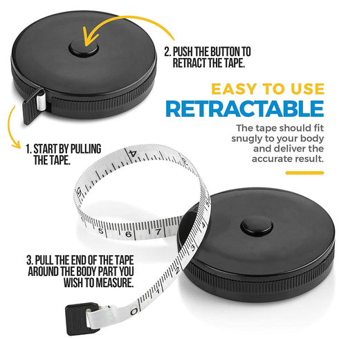 Tape Measure for Body Measuring Tape, (Pack of 2) Dual Sided Inch and CM, Portable, Retractable Soft Ruler Tool for Measurements Body Fat, Fitness...