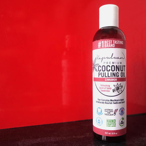 Coconut Pulling Oil for Teeth and Gums Mouthwash, 100% Pure and Natural, Non-GMO, Ayuverdic – Refreshing Cinnamon Essential Oils...