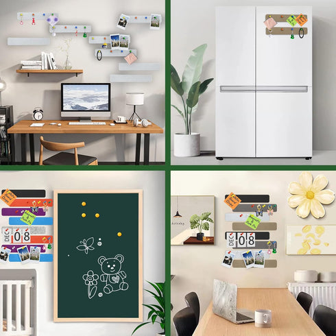 Bulletin board, Jeethemy Felt Pin Board Bar Strips, Self Adhesive Cork Boards for Walls with 35 Push Pins for Bedrooms Offices Home Decoration,5 P...