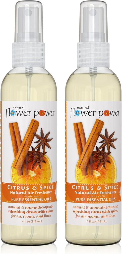 Air Freshener Spray | Citrus & Spice 4 Fl Oz | Pack of 2 | Scented w/Pure Essential Oils | Non-Aerosol Plant-Based Odor Eliminator | Room, Linen, ...