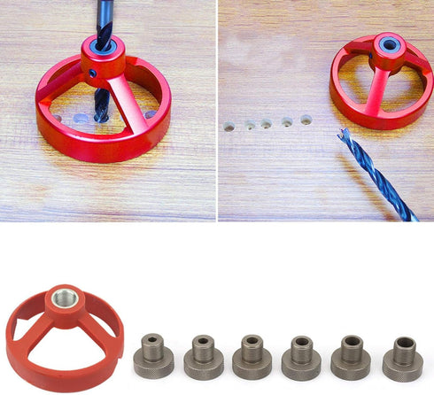 Drill Punch Locator Chucks 5/6/7/8/9/10mm Woodworking Vertical Drilling Fixture Self Centering Drill Bit Jig(red)...