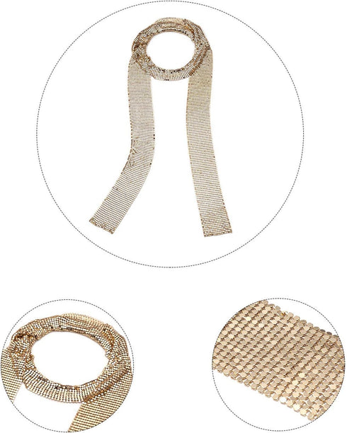 Croozy Women Glitter Sparkle Metal Sequins Neck Tie Scarf Party Evening Long Thin Skinny Tie Shawls Neckerchief...