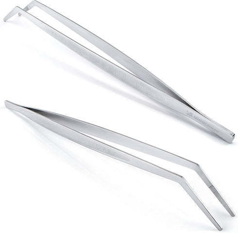 MSY BIGSUNNY Kitchen Cooking Tweezers Culinary Curved Tip Tongs (1, 12")...