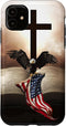 iPhone 11 Pretty Christian Cross Bible A Bald Eagle Grip American Flag Case...
