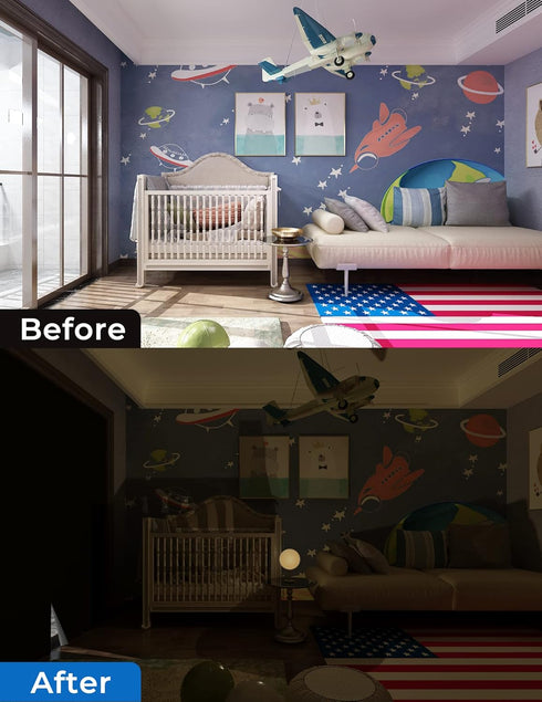 50"x57" Portable Blackout Curtains, Blinds for Windows with Hook & Loop Tapes, 100% Blackout Window Shades, Curtains Easy to Cut Fit for Bedroom, ...