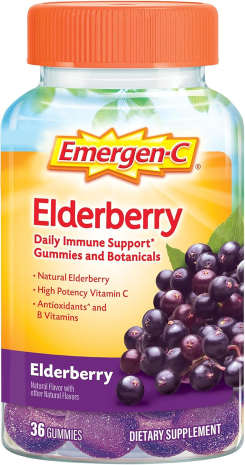 Emergen-C Elderberry Gummies, Elderberry Immune Support Natural Flavors with High Potency Vitamin C, 36 Count...