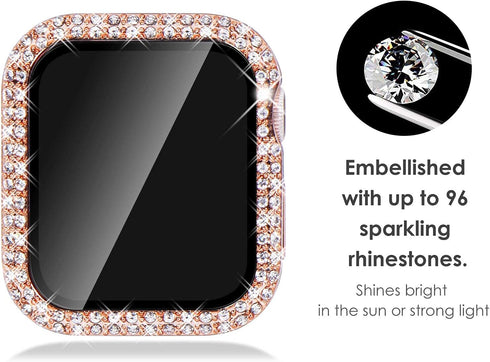KADES Compatible for Bling Apple Watch Protective Case with Built-in Screen Protector for Apple Watch 40mm iWatch Series SE SE2022 6 5 4 (40mm, Ro...