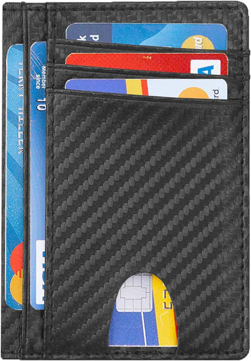 Minimalist Front Pocket Wallet - RFID Blocking Genuine Leather Slim Bifold Wallet for Men Women...