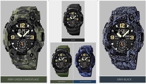 Men's Large Face Outdoor Sports Watches,Multifunction Waterproof Shockproof Camouflage Series Watches for Men...