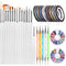 Teenitor Nail Art Brushes,3D Nail Art Paiting Polish Design Kit with 15 Nail Gel Brushes, Nail Dotting Pen 5pcs, 12 Colors Nail Rinestones 10 Adhe...