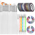 Teenitor Nail Art Brushes,3D Nail Art Paiting Polish Design Kit with 15 Nail Gel Brushes, Nail Dotting Pen 5pcs, 12 Colors Nail Rinestones 10 Adhe...
