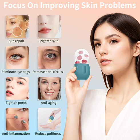 Ice Roller for Face, Silicone Ice Face Roller, Cube Ice Roller for Face and Eye, Facial Beauty Ice Roller Skin Care Tools, Brighten Skin Enhancing...